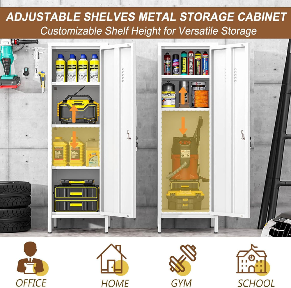 pozdeg 47.24" White Lockable Small Metal Storage Locker | Employees Lock...