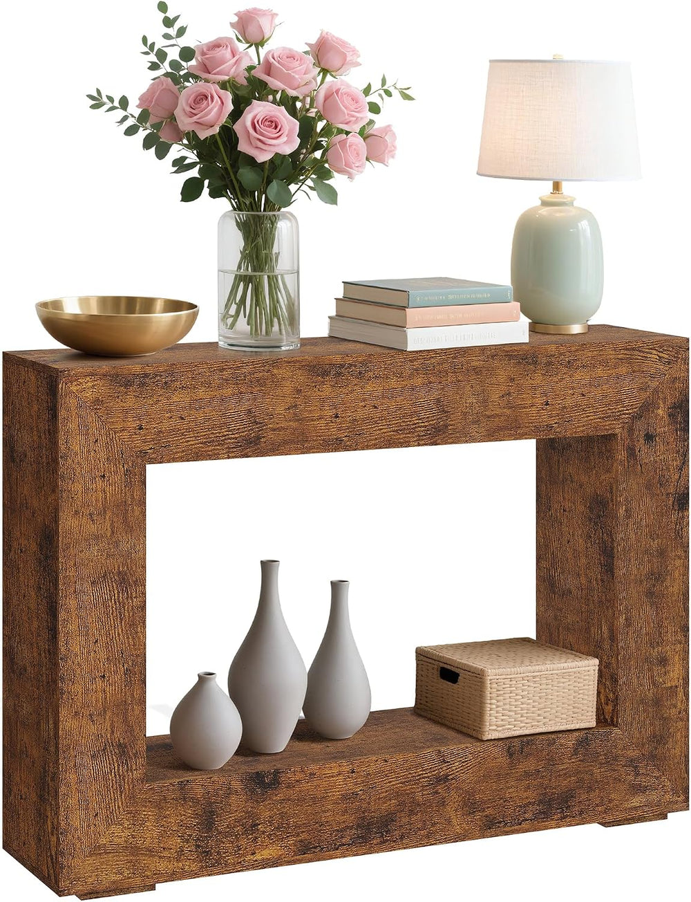 47" Farmhouse Console Table - Long Sofa Table Behind Couch, Wooden Entry...