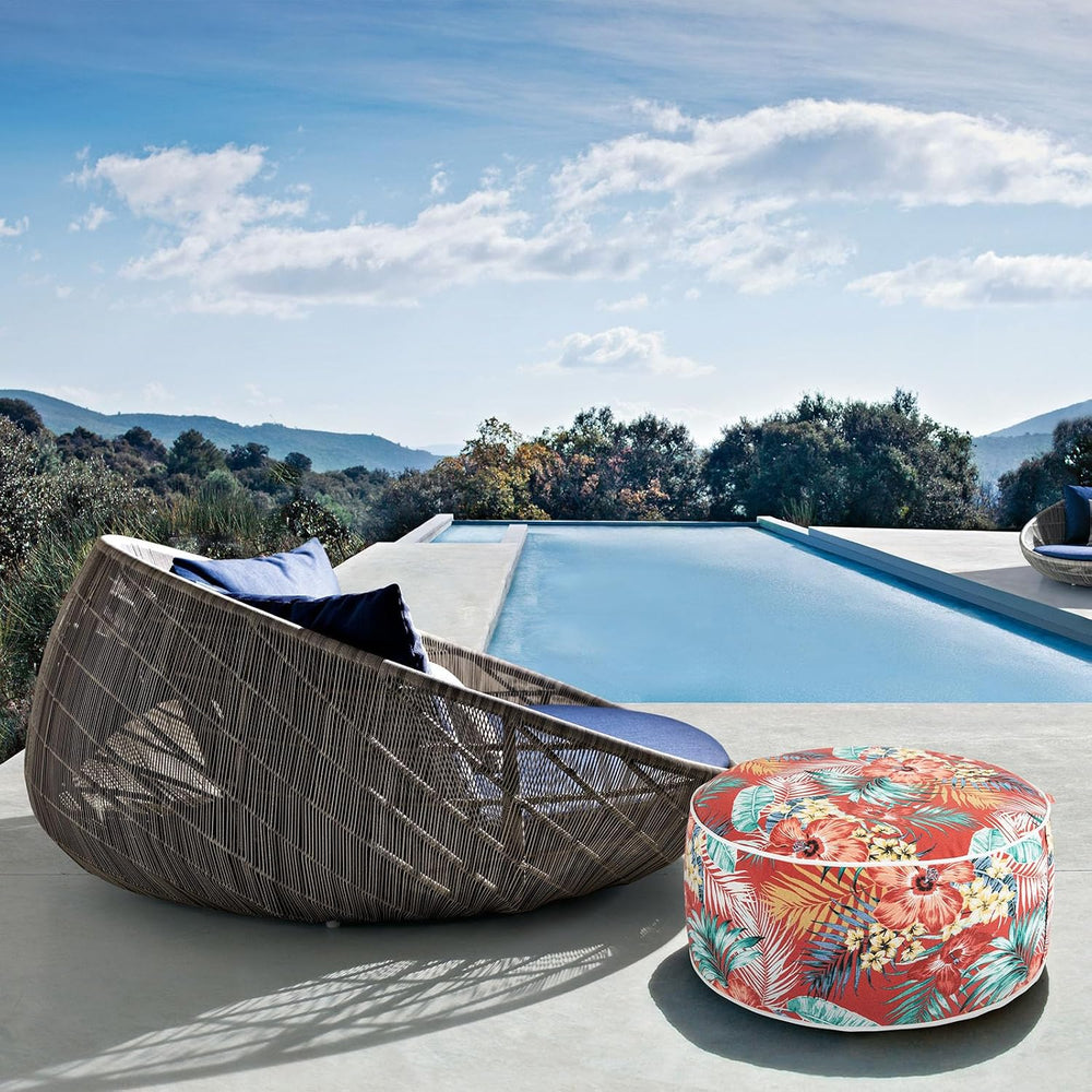 Outdoor/Indoor Inflatable Ottoman Pouf D20 xH9, All Weather Round Footstool w...
