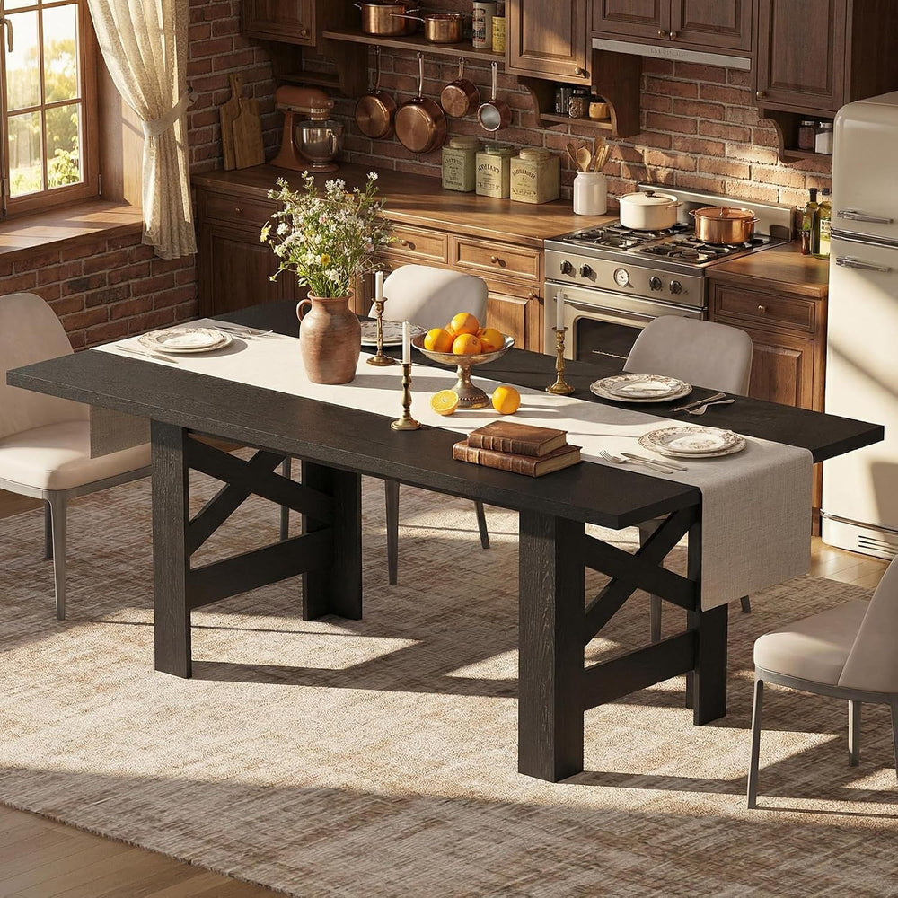 IDEALHOUSE 71" Long Dining Table for 6-8, Farmhouse Wooden Barn Kitchen ...