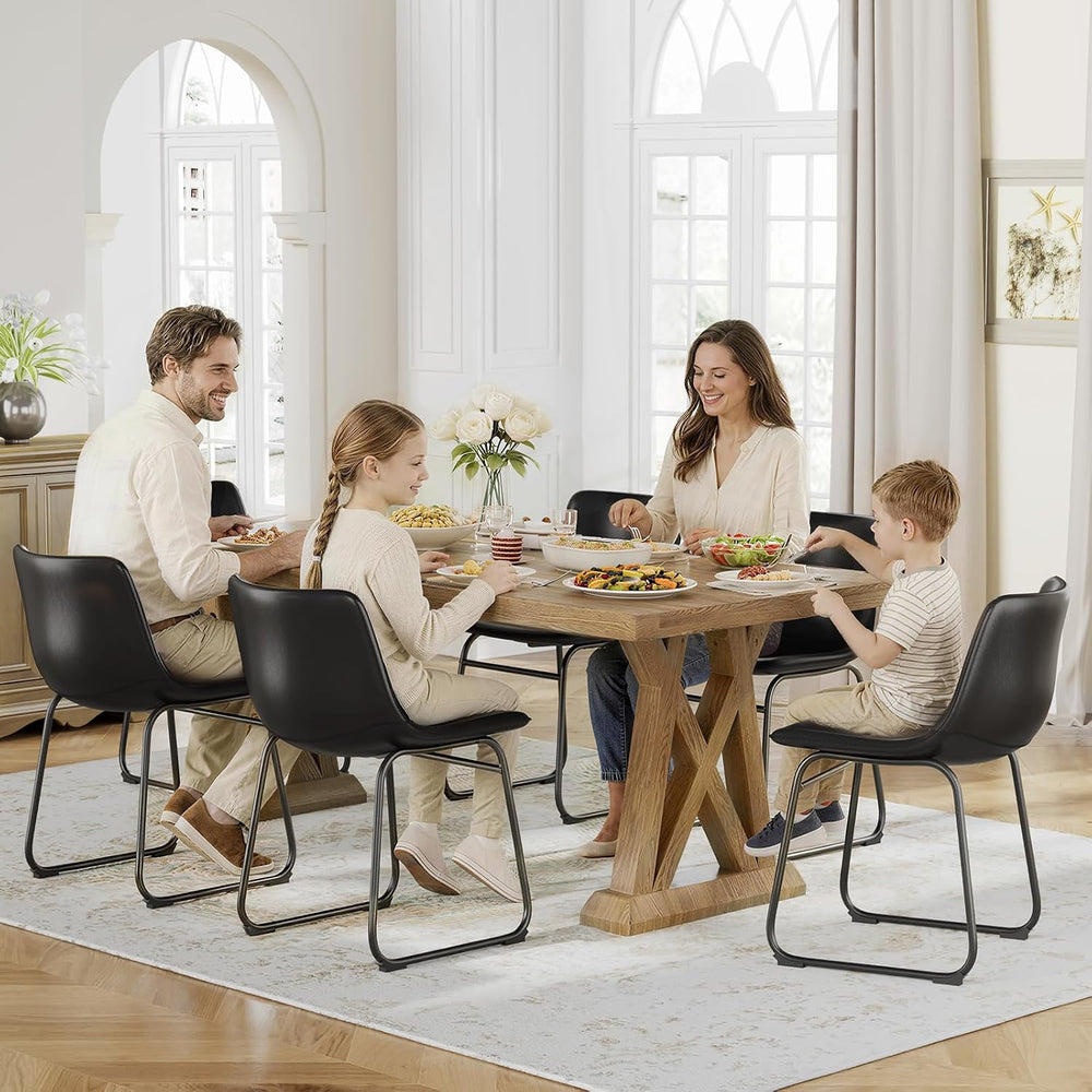 Dining Chairs Set of 4, 18in PU Leather Modern Kitchen Chairs, Black