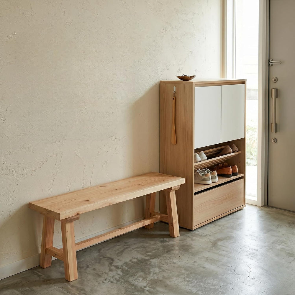 43" Farmhouse Solid Wood Bench Narrow Dining Bench Heavy Duty Entryway B...