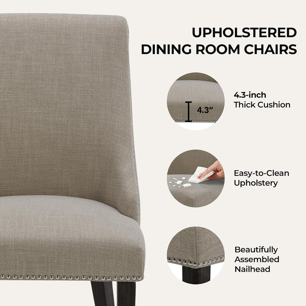 CHITA Farmhouse Dining Chairs with Nailhead Trim, Fabric High Back upholstere...