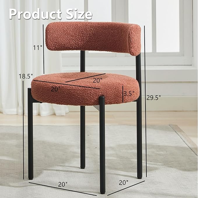 Boucle Dining Chairs Set of 6, Mid Century Modern Dining Room Chairs with Bar...