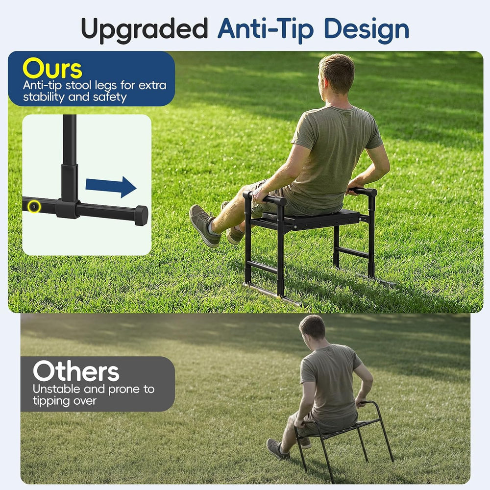 Housolution Garden Kneeler and Seat with Anti-Tipping Extendable Legs