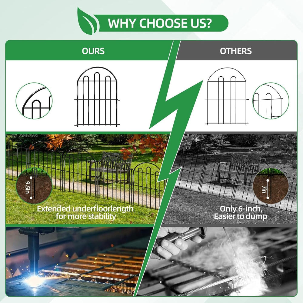 28ft in x 22in Decorative Garden Fence, 26 Pack Arched No Dig Animal Barrier ...