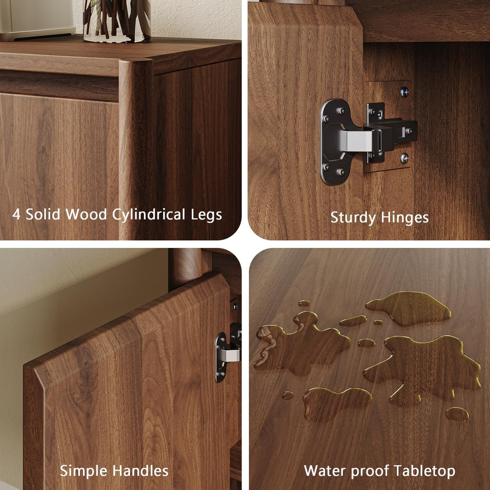 CHUWELL 59" Walnut Sideboard Buffet Cabinet, Mid Century Modern Storage ...