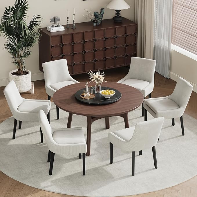 COLAMY Upholstered Dining Chairs Set of 4 with Mid Back and Wood Legs, Modern...