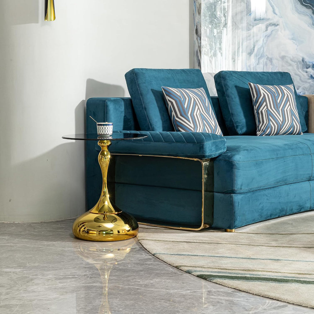 17 inches Metal Small RoundSofa Side Table, Coffee Drink Cocktail Table, Smal...
