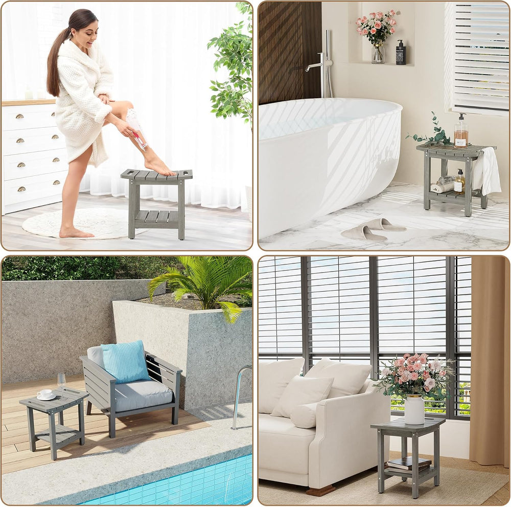 HIPS Shower Benches for Inside Shower, Shower Stool with Space-Efficient Stor...