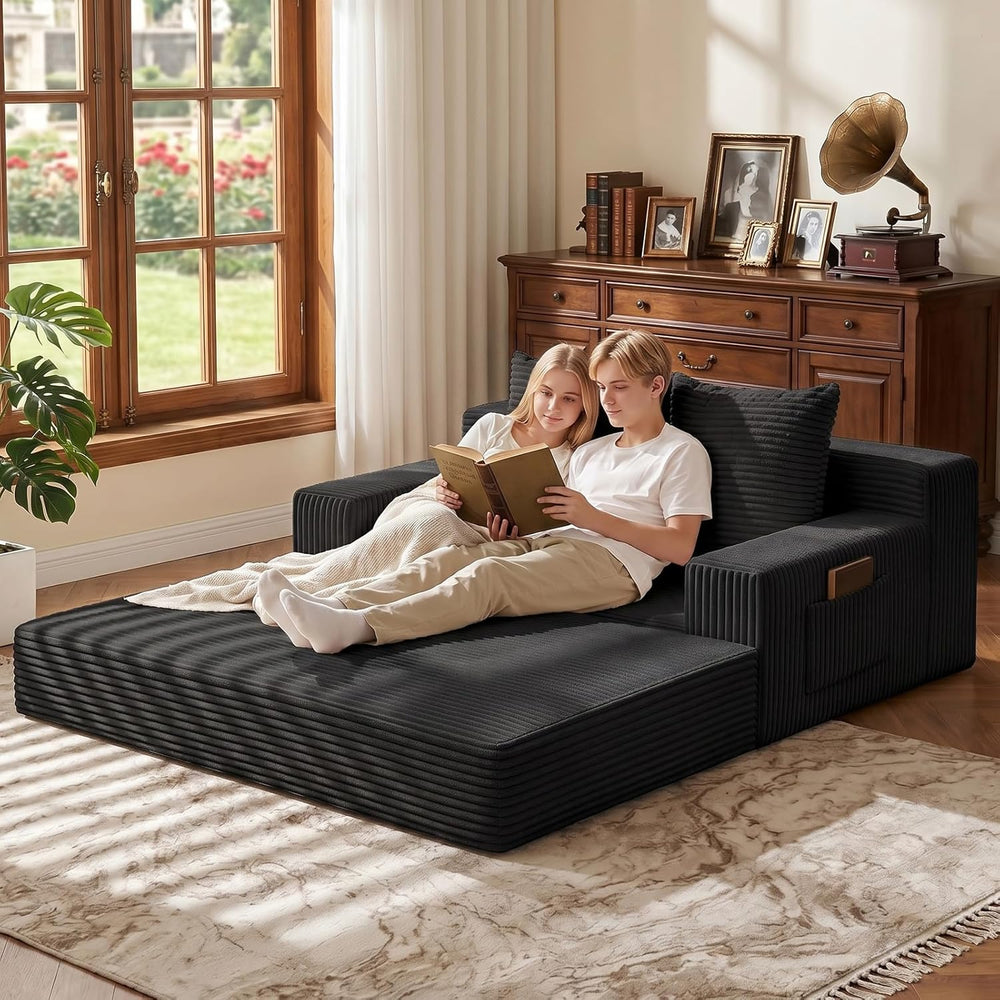 Loveseat Couch Folding Sofa Bed, Foldable Floor Futon Sleeper Couch Bed - Con...