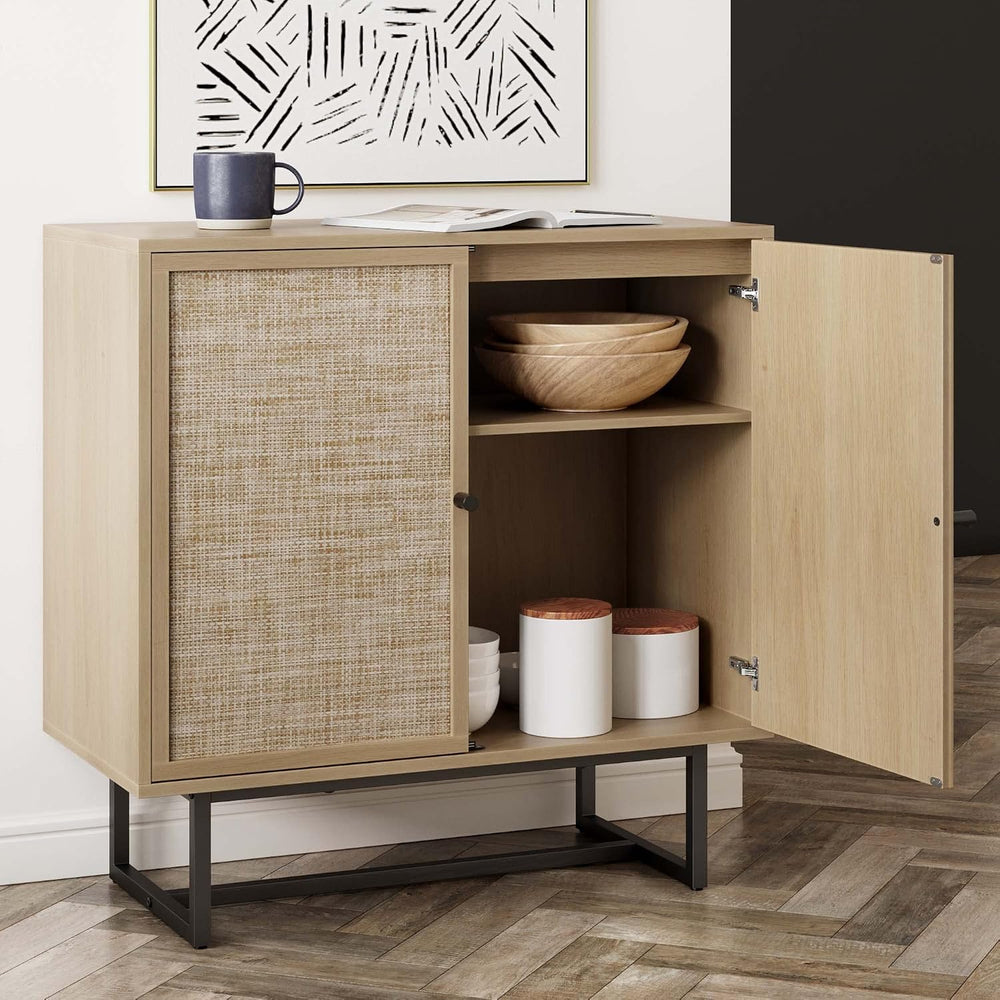 Nathan James Kova Rattan Wood Accent Sideboard Storage Cabinet TV Stand with ...