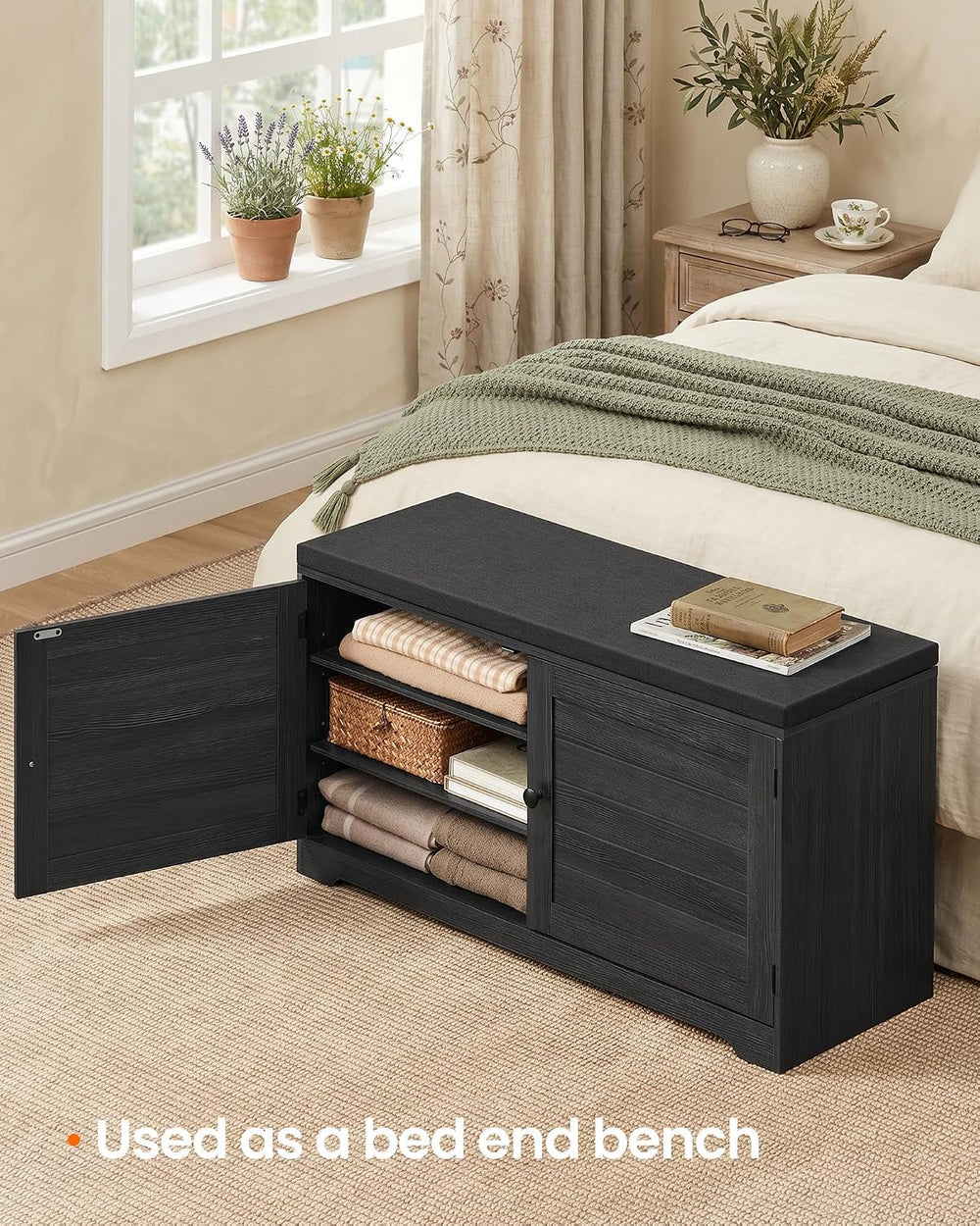 SONGMICS HOME 3-Tier Entryway Bench, Shoe Bench with Padded Seat, for Hallway...