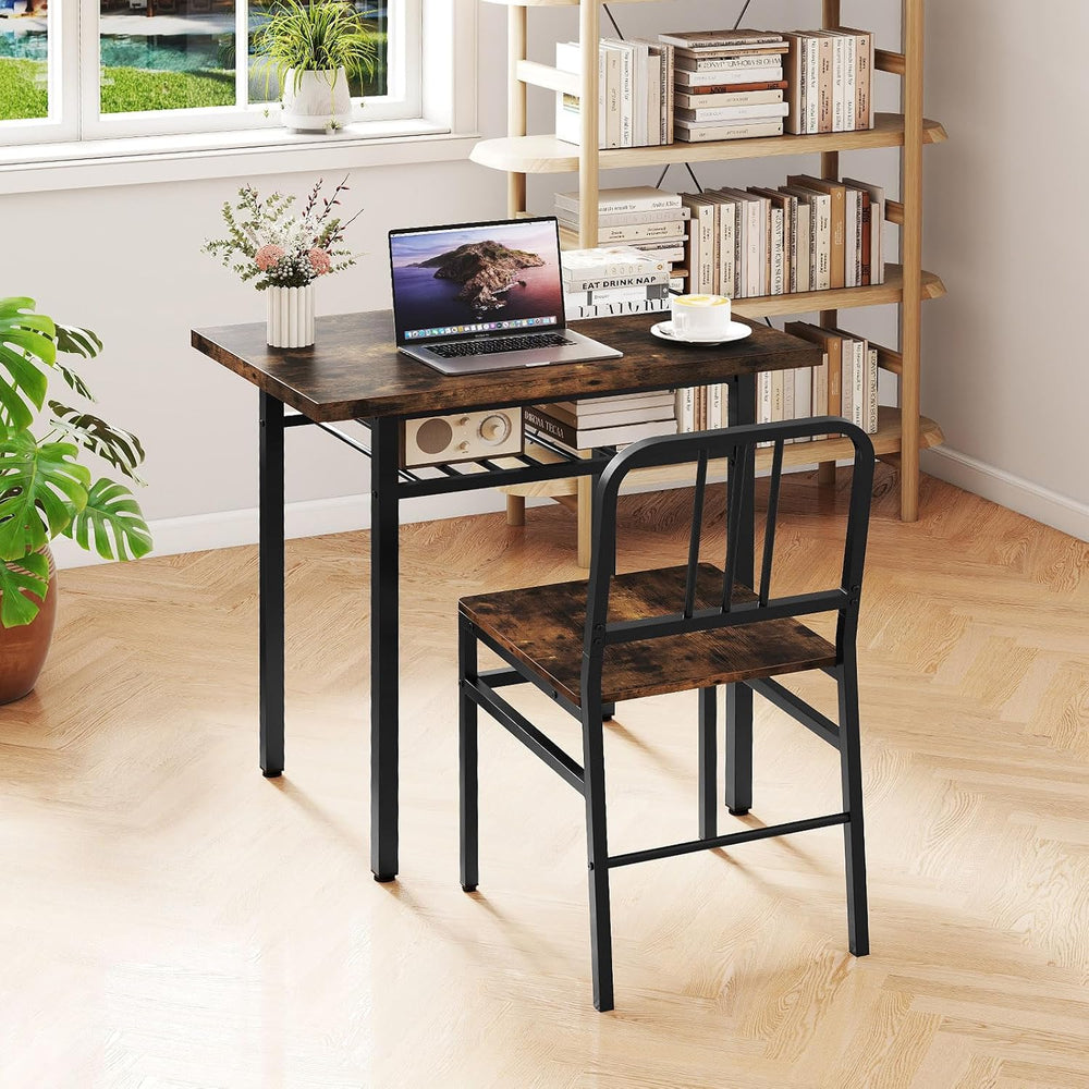 GOFLAME 3-Piece Dining Table Set for 2, Wooden Rectangular Kitchen Table and ...