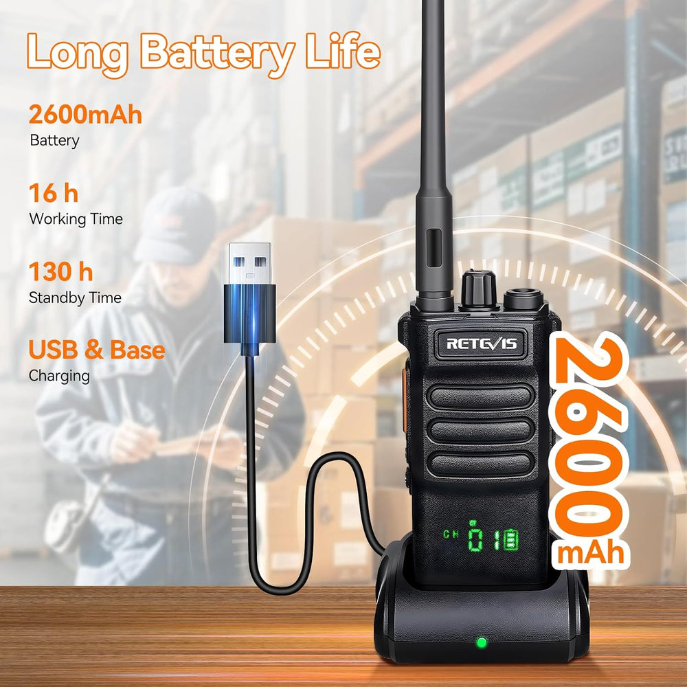 Retevis RT86 2 Way Radio Long Range with Mic for Warehouse,High Power,4Pack