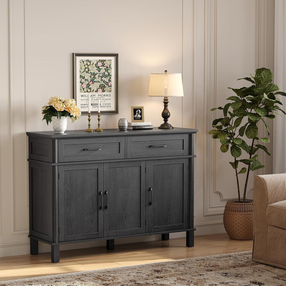 48 Inch Sideboard Buffet Cabinet with Storage, Farmhouse Coffee Bar Cabinet w...