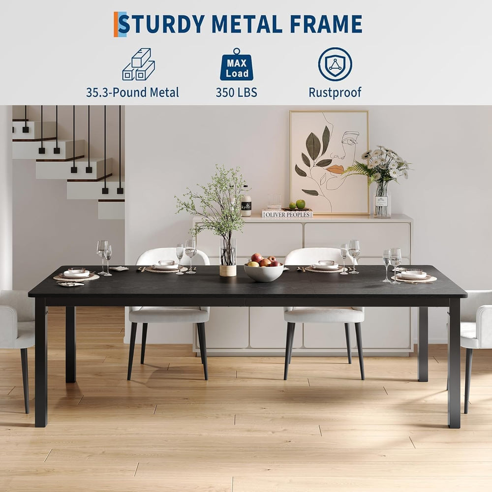GarveeHome 70.8 in Industrial Dining Table for 6, Wooden Long Dinner Table wi...