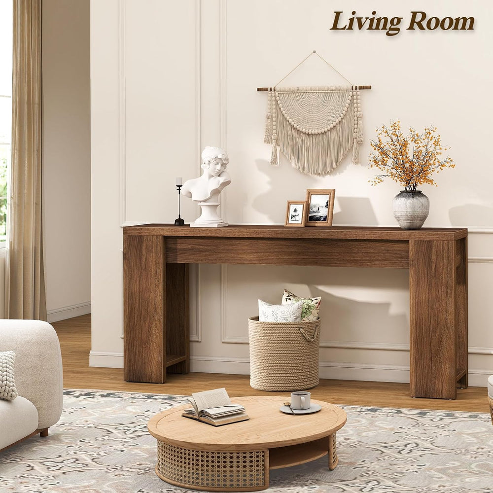 71" Extra Long Console Table, Wood Farmhouse Entryway Table, Behind Couc...