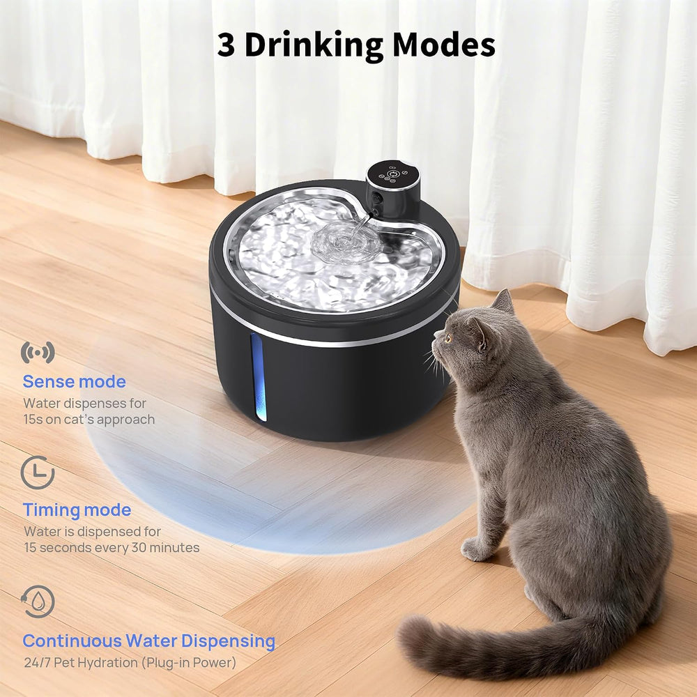 Cat Water Fountain Cordless, 108oz/3L Pet Fountains for Cats Indoor with Stai...