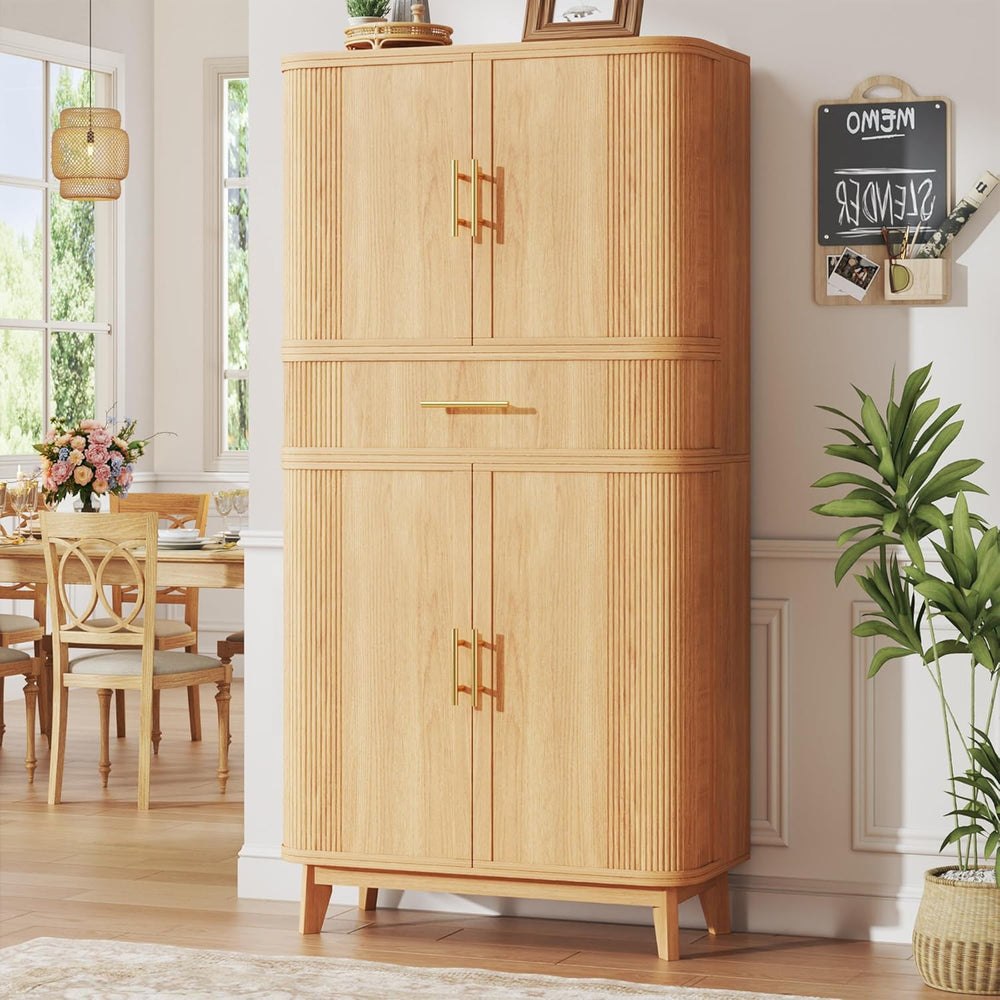 HUAHUU 71" Pantry Cabinet with Drawer, Kitchen Pantry Storage Cabinet wi...