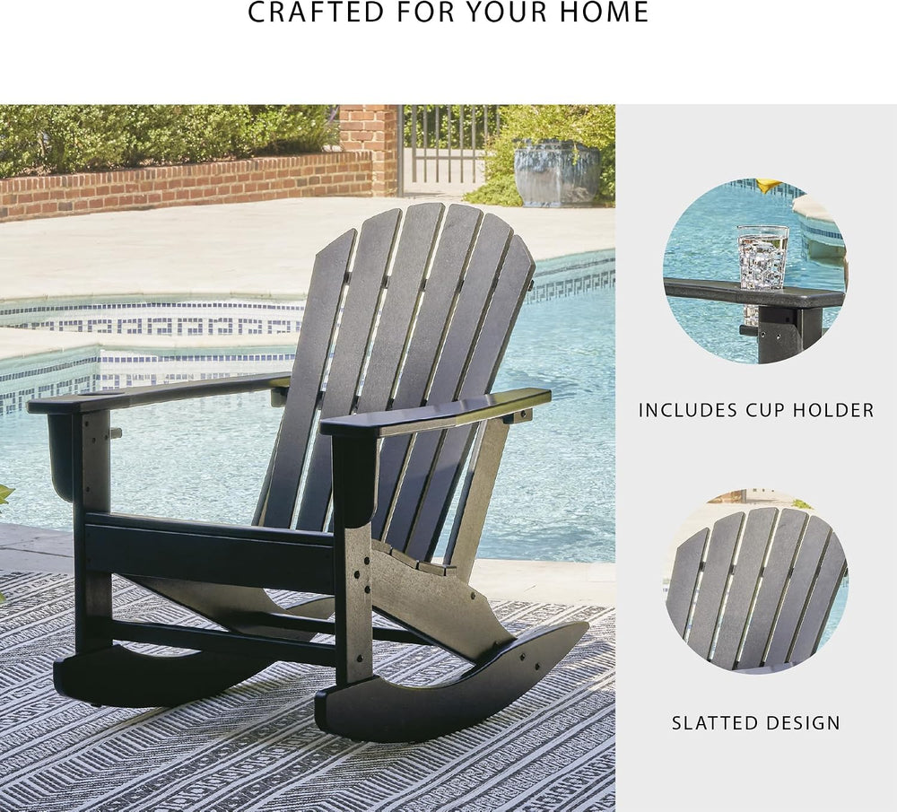 Signature Design by Ashley Sundown Treasure Outdoor Rocking Chair in Black, A...