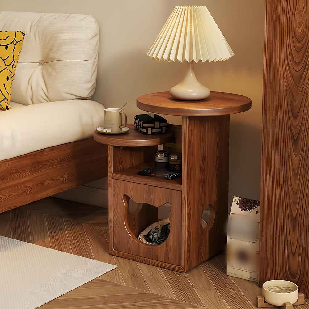 Cat Tree and End Tables, Cat Nightstand, Wooden Round Side Table wiht Cats Ho...