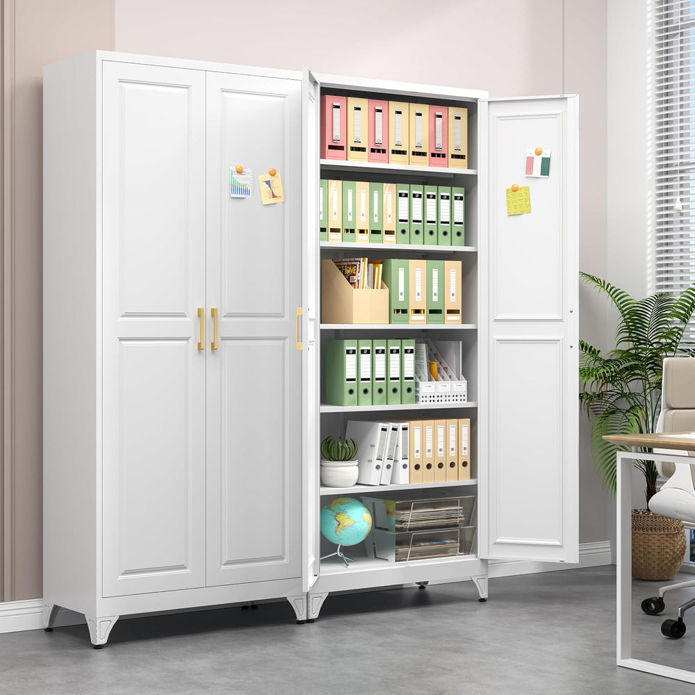Polup 75" Pantry Cabinet, Tall Metal Storage Cabinet with Doors and Shel...