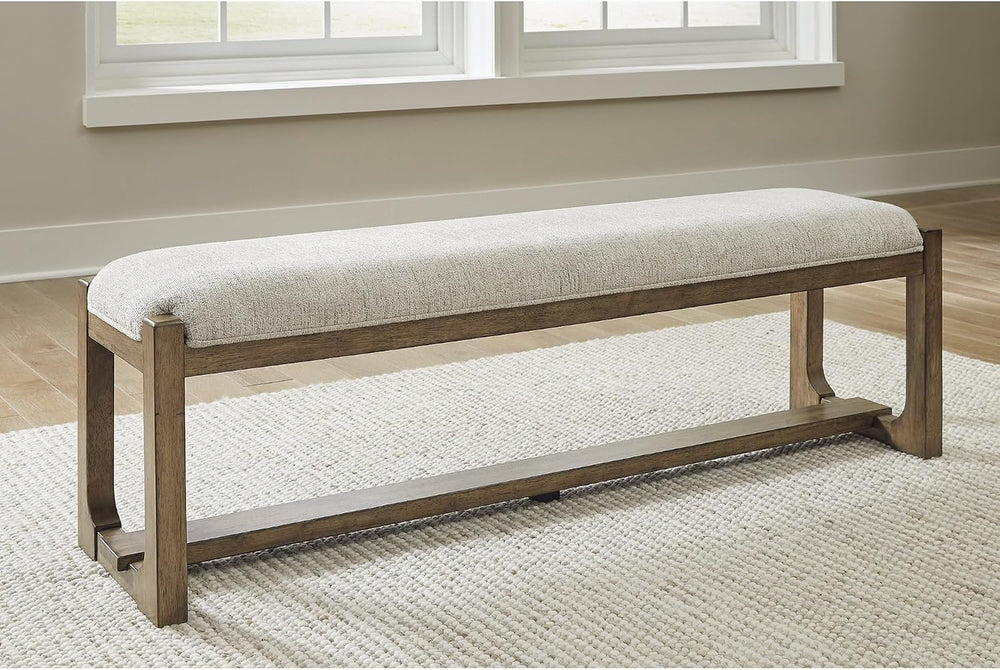Signature Design by Ashley Cabalynn Farmhouse Upholstered Dining Bench, Foam ...