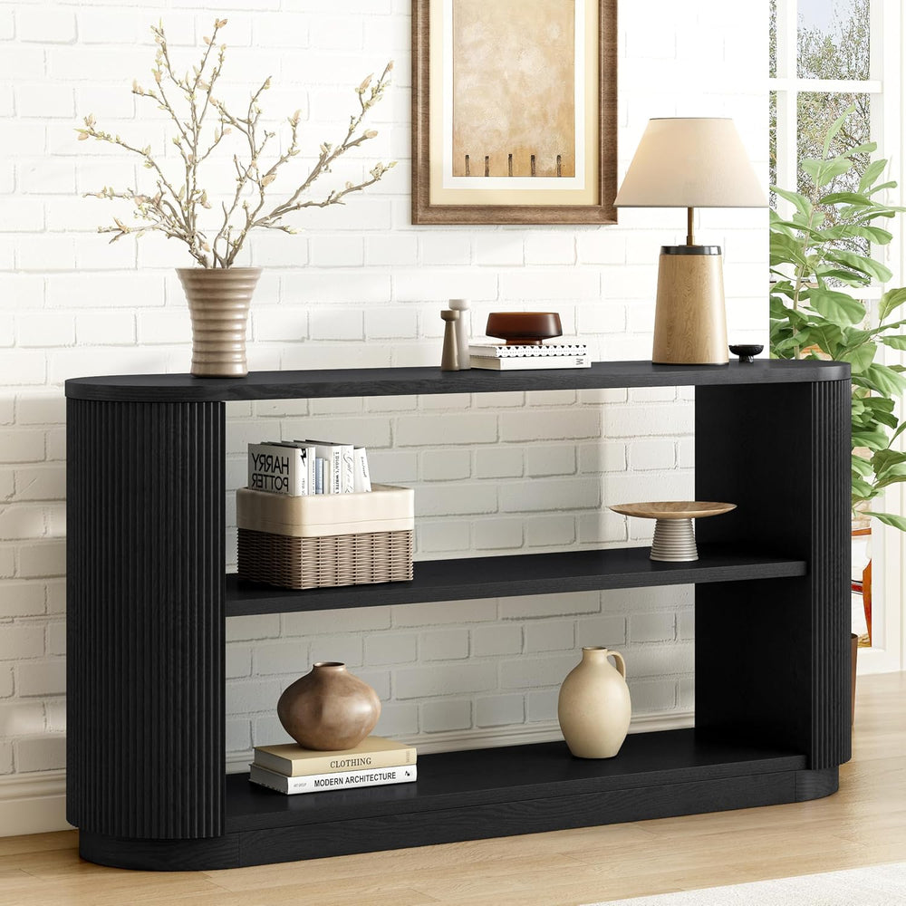 58.9" Modern Console Tables with 3 Tier Open Shelves, Storage Wood Entry...