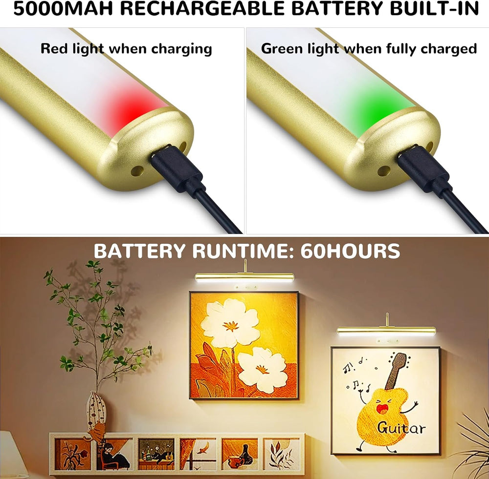 2Pack-Picture Light for Wall Artwork Rechargeable 5000mAh Painting Light with...