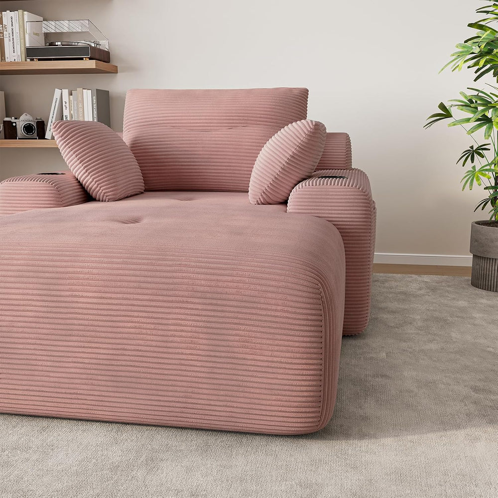 69” Oversized Chaise Lounge Chair Indoor, Soft Floor Chaise Lounge Reading Ch...