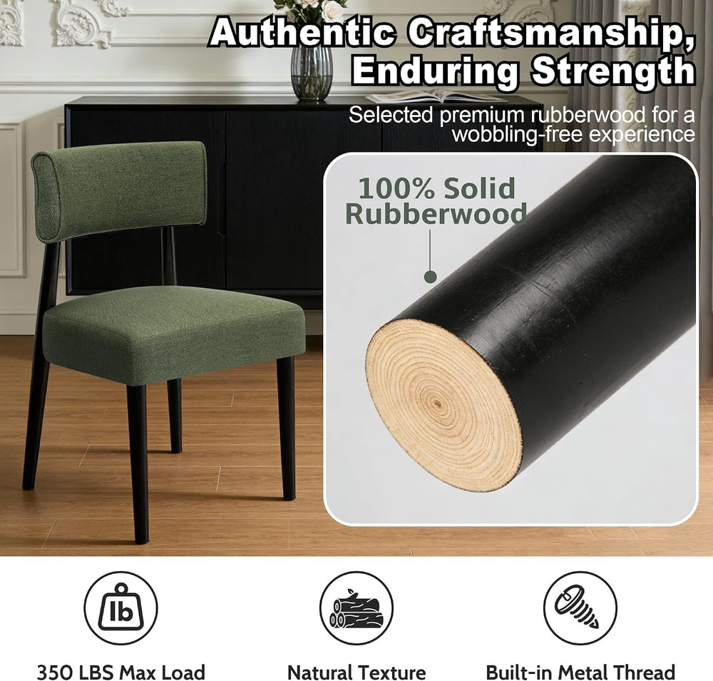 Wooden Dining Chairs Set of 4, Upholstered Kitchen Chairs with Solid Rubberwo...