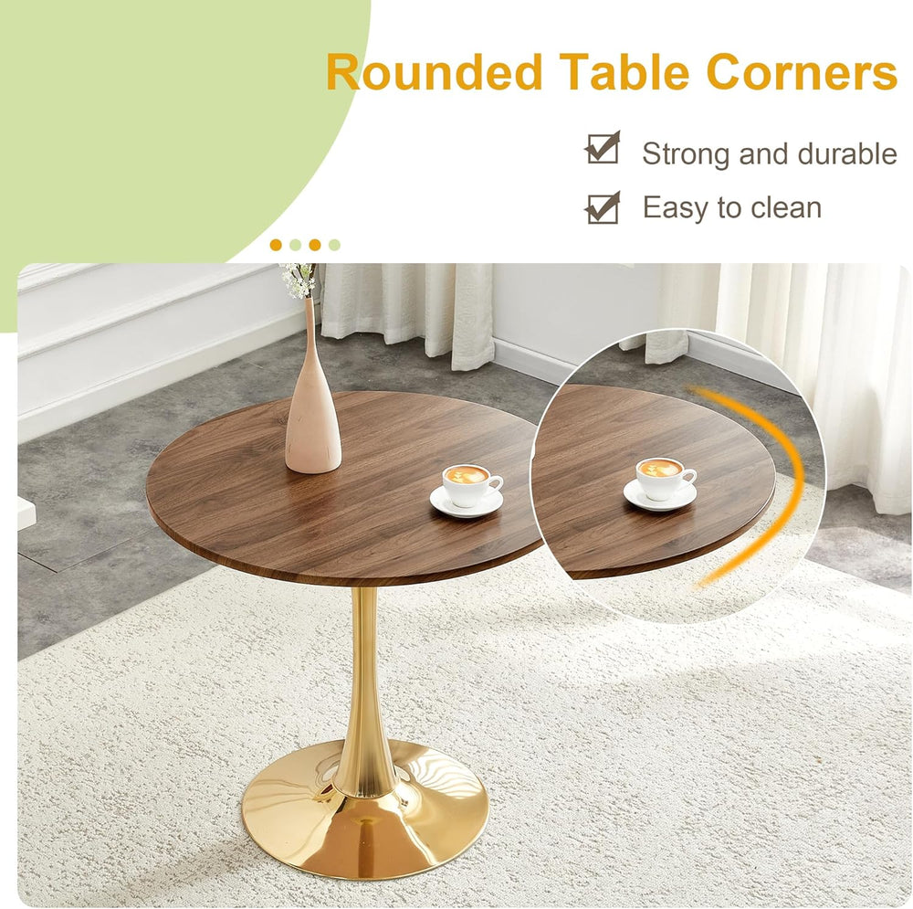31.5 Inch Small Round Dining Table for 2-4 Person, Circle Tulip Table with Fa...