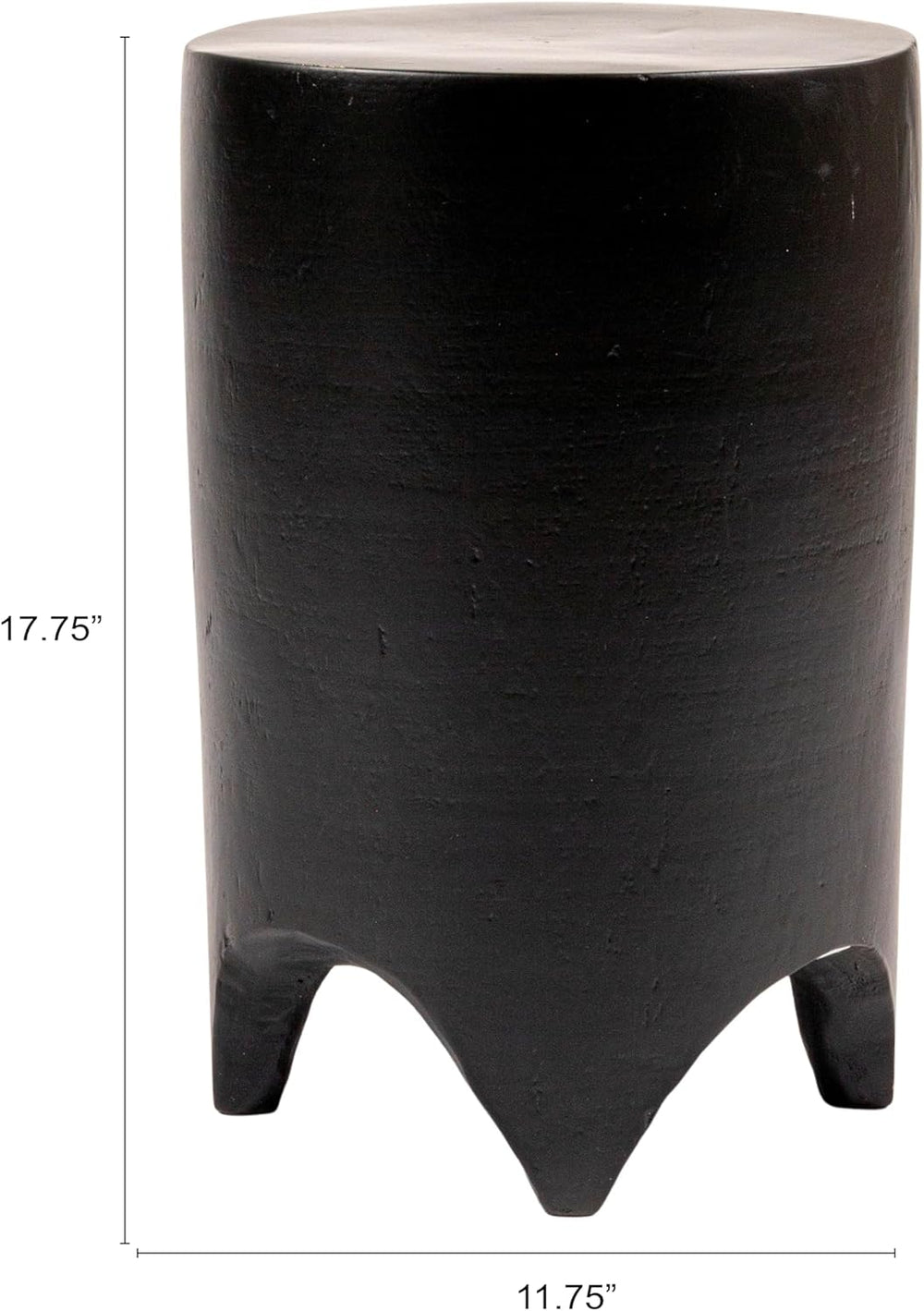 Creative Co-Op Hand-Carved Wood Side Table, Black Finish