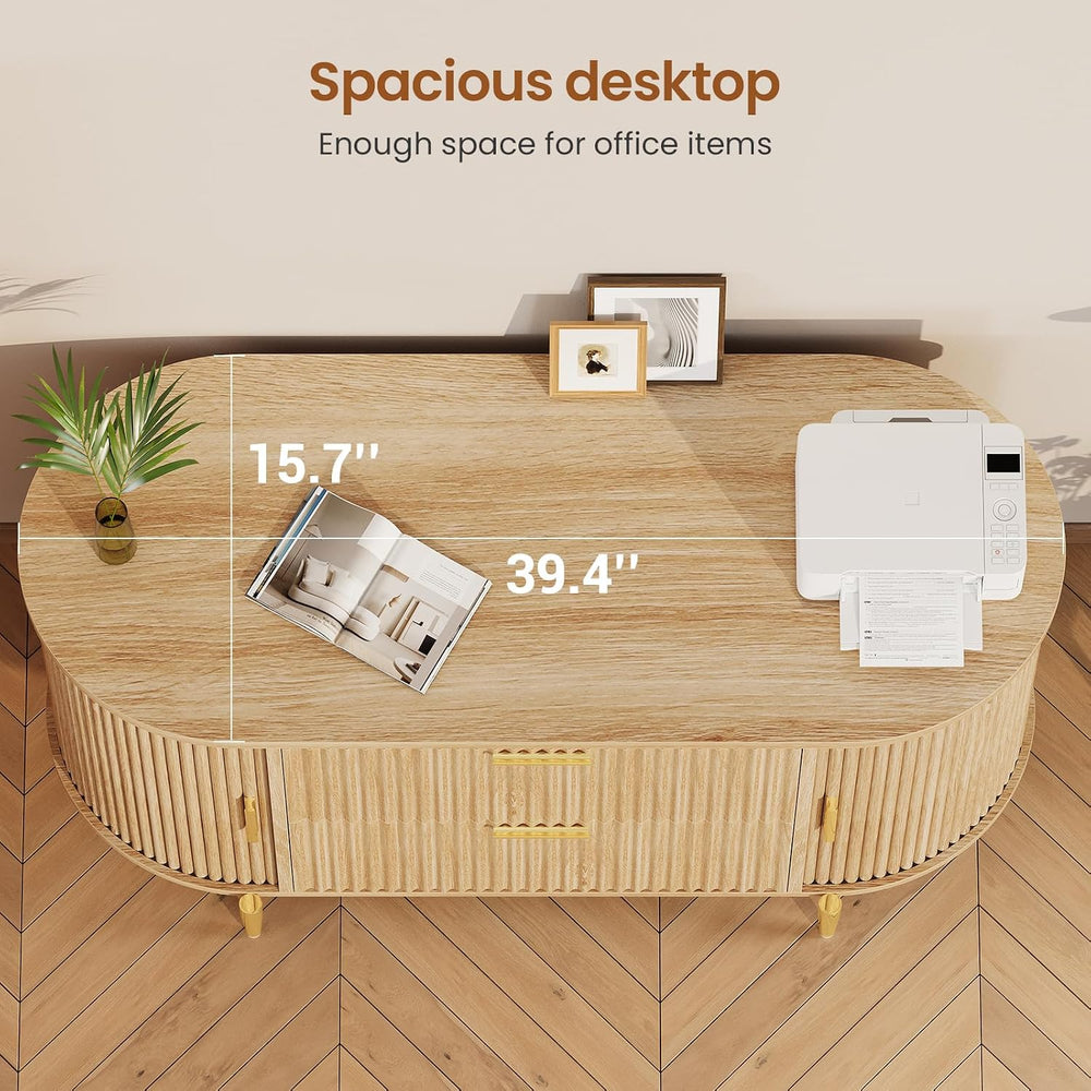 SEDETA Fluted 2 Drawer File Cabinet with 2 Sliding Door for Home Office | 39....
