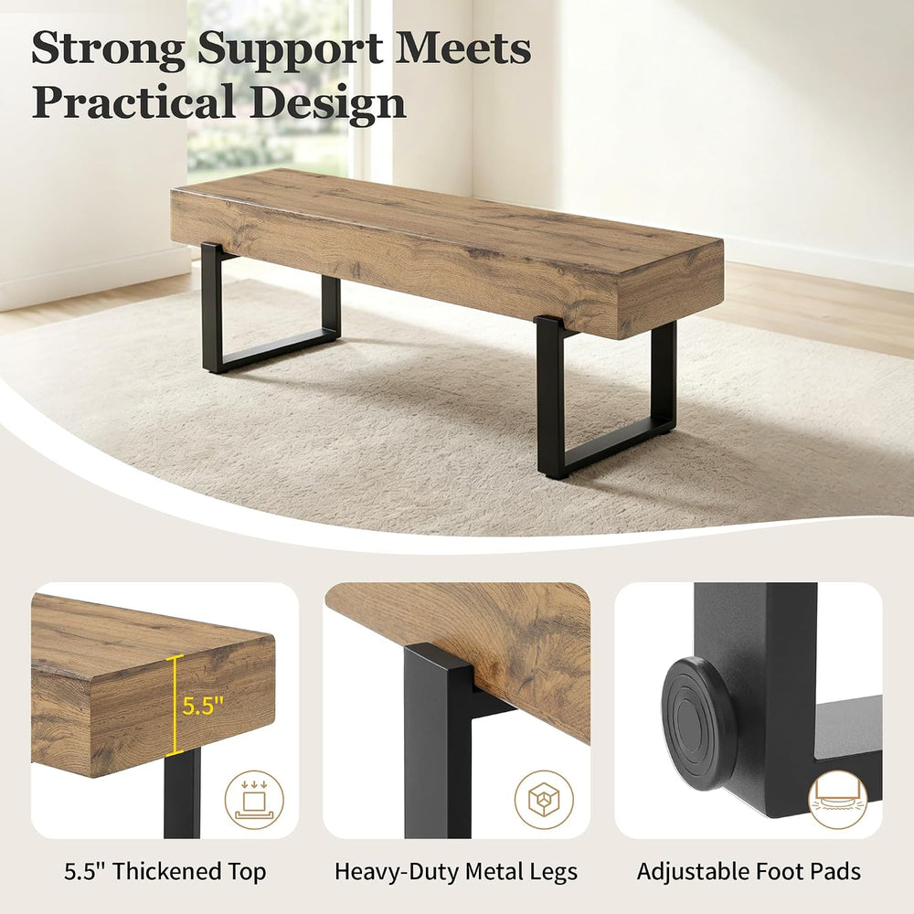 GDFStudio Modern Wooden Bench with Metal Legs, Entryway Shoe Bench Indoor, Di...