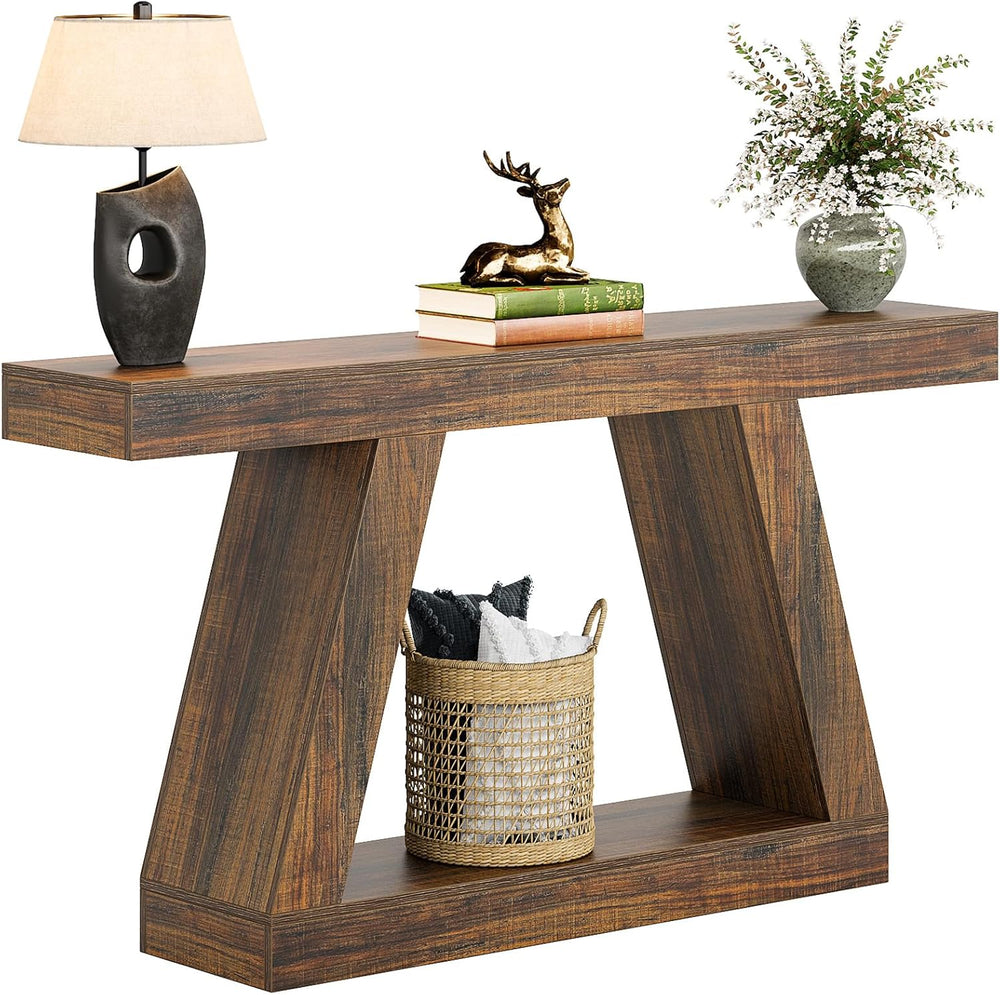 Tribesigns Farmhouse Console Table, 55-Inch Rustic Sofa Table with Storage, I...