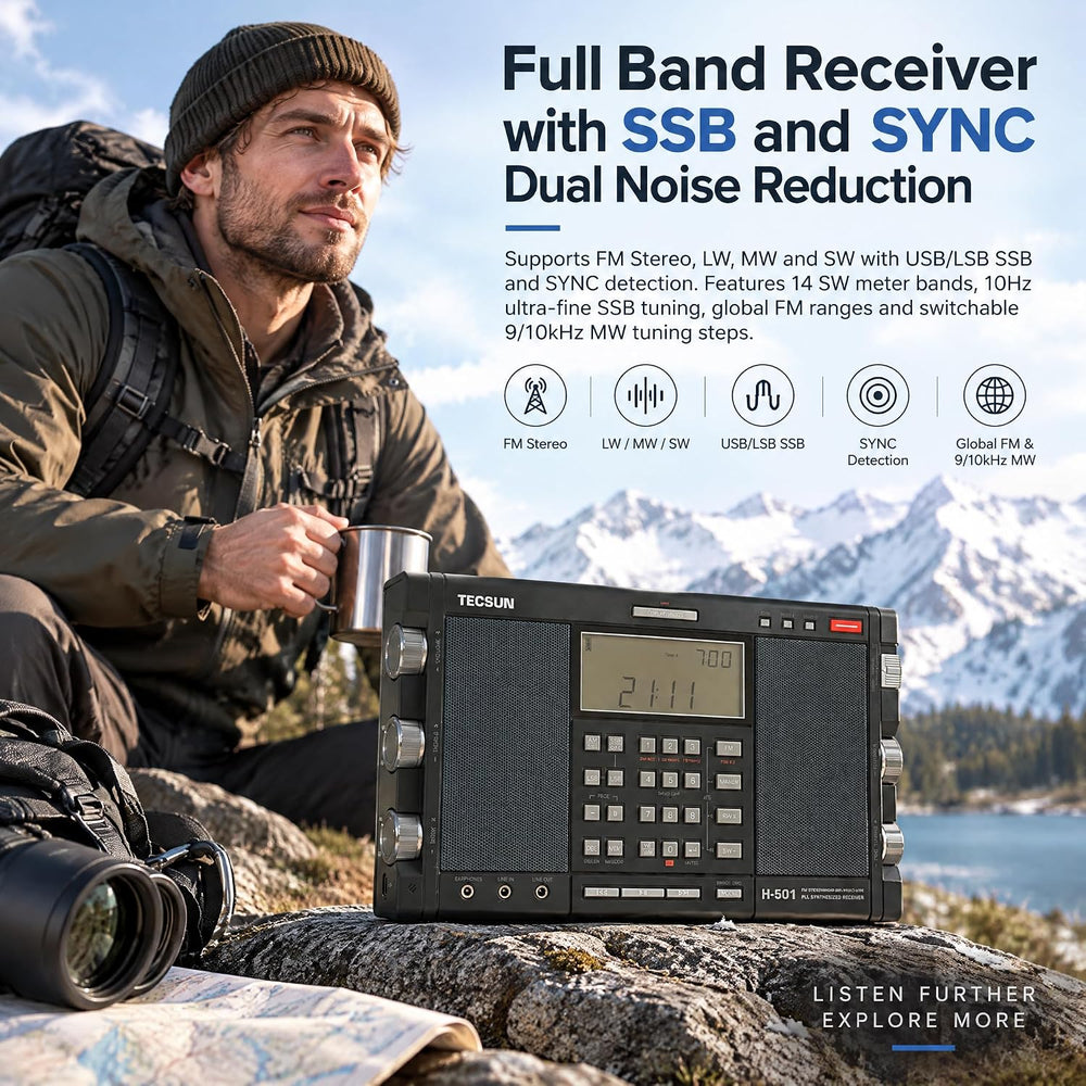 Tecsun H501 Digital Worldband AM/FM Shortwave Longwave Radio with SSB Recepti...