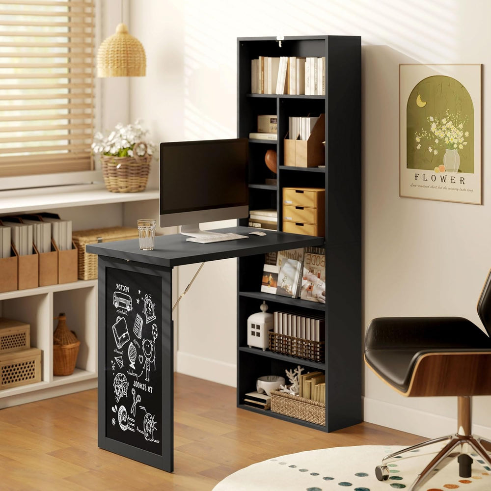 HOMCOM Foldable Convertible Writing Table Computer Desk, Black