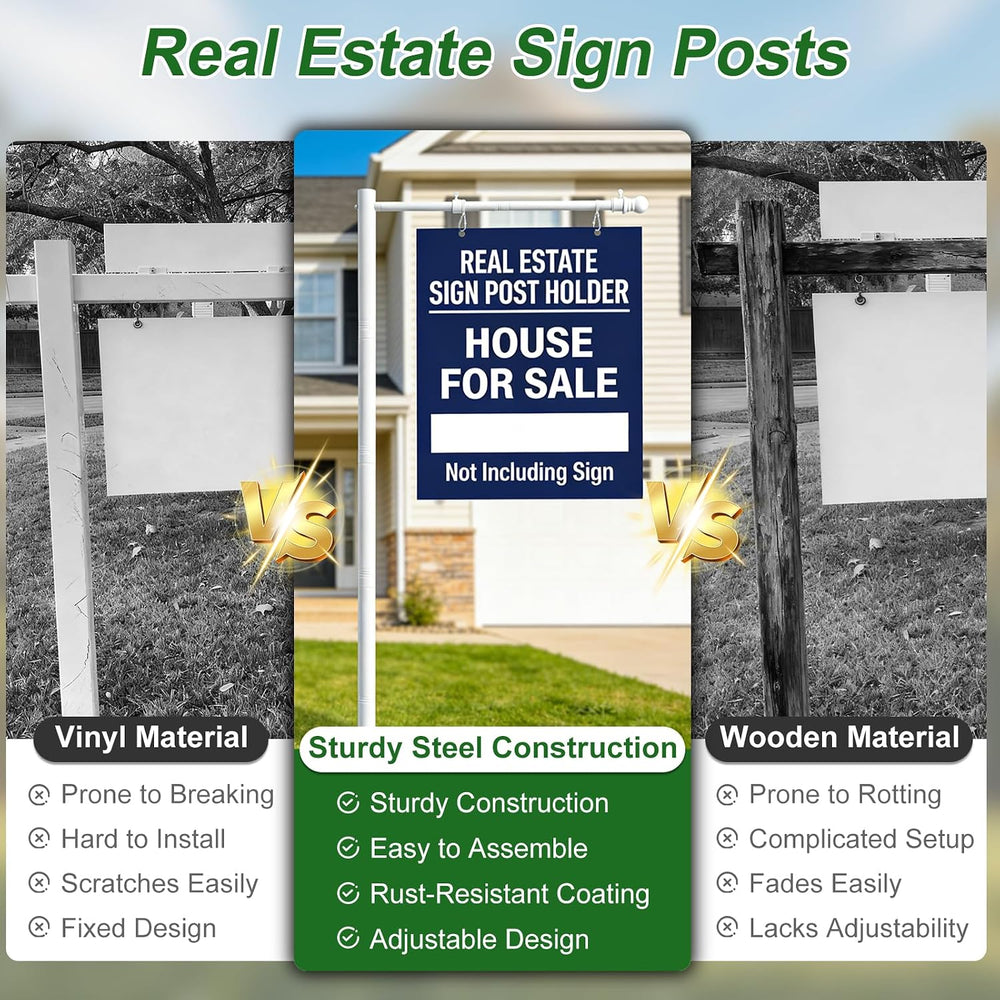 Real Estate Sign Posts,65-85 inch Sturdy Adjustable Commercial Realtor Home f...