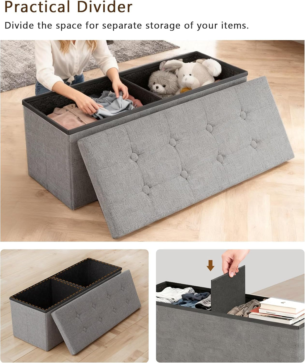 GLAXYFUR 43 Inches Folding Storage Ottoman Bench, Storage Chest | Ottoman Foo...