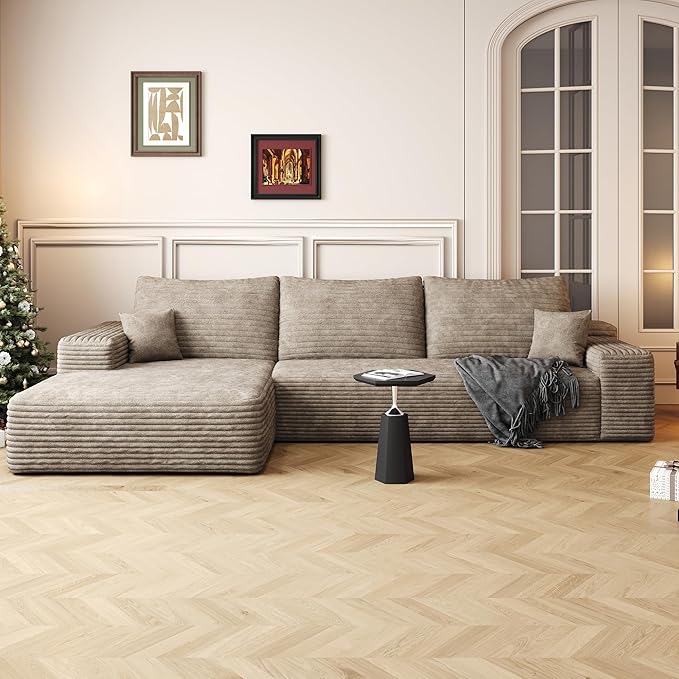 Eafurn Oversized L-Shaped Modular Sectional Sofa with Chaise, Fluffy Corduroy...