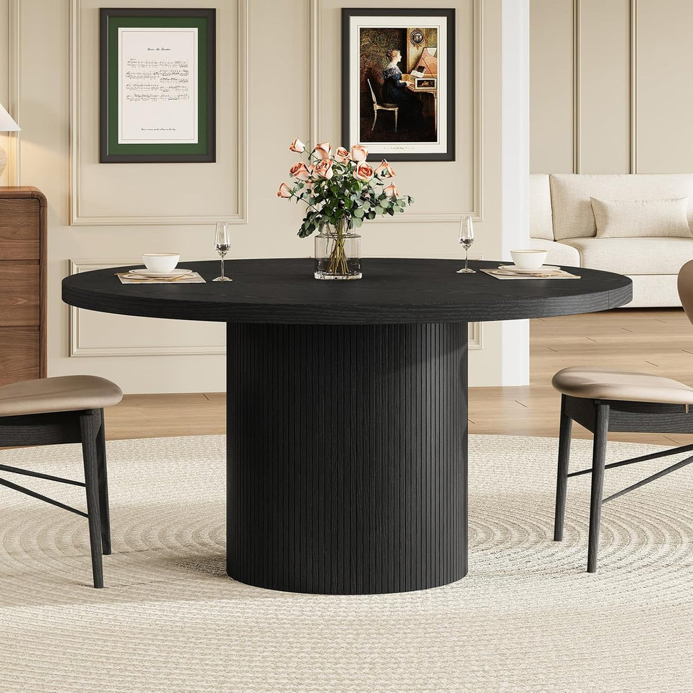 Round Kitchen Dining Table for 4-6 People, 47 inch Mid-Century Circle Dinner ...