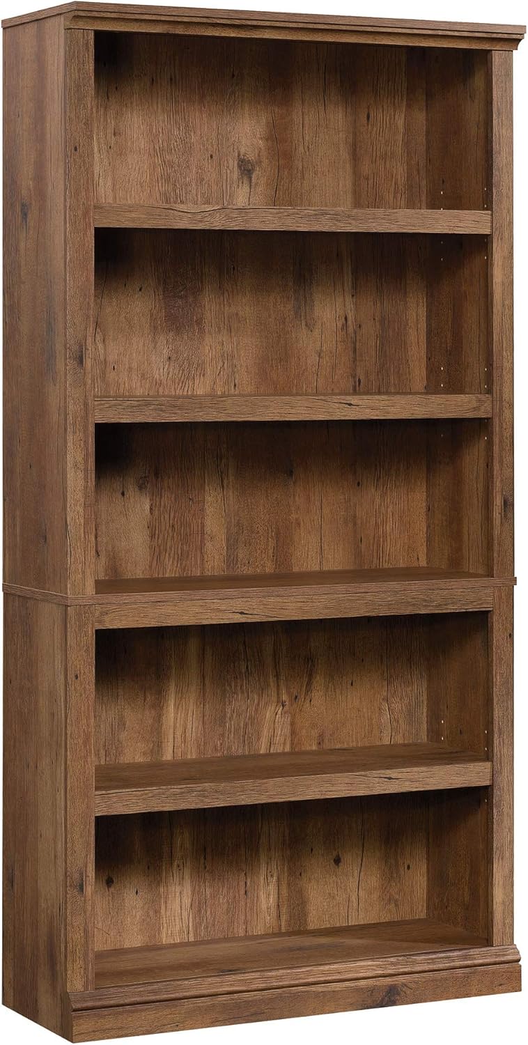 Sauder 5 Tier Book Shelf Wooden Bookcase Multipurpose Bookshelf for Home Offi...