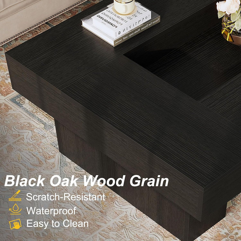 LVB 47"X31" Large Rectangle Black Oak Coffee Table with Storage Liv...