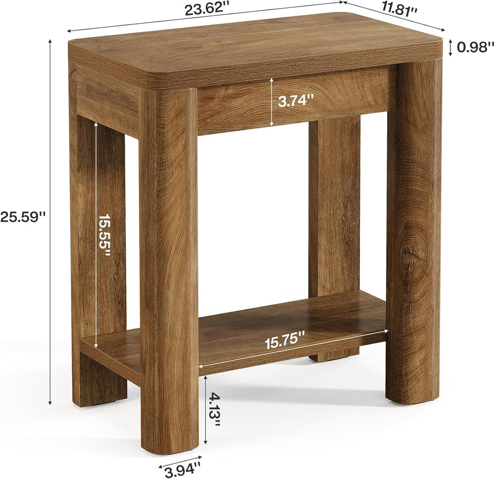 Tribesigns End Table for Living Room, Farmhouse Wooden Side Table with Storag...