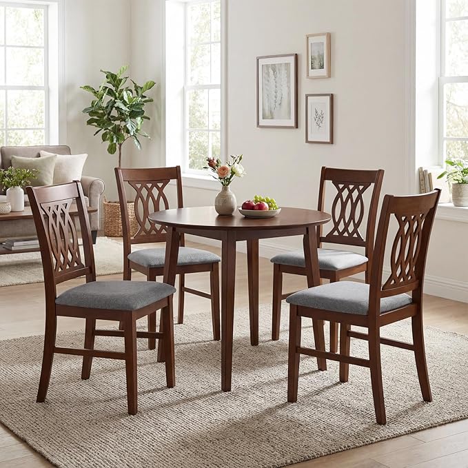 Giantex Upholstered Dining Chairs Set of 4, Farmhouse Fabric Side Chairs w/Cu...