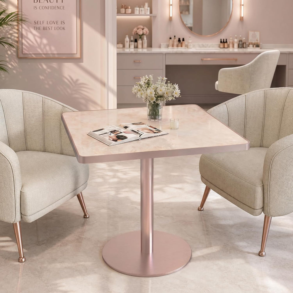 31.5'' Tulip Table, Square Dining Table with Glossy Sintered Stone Ta...