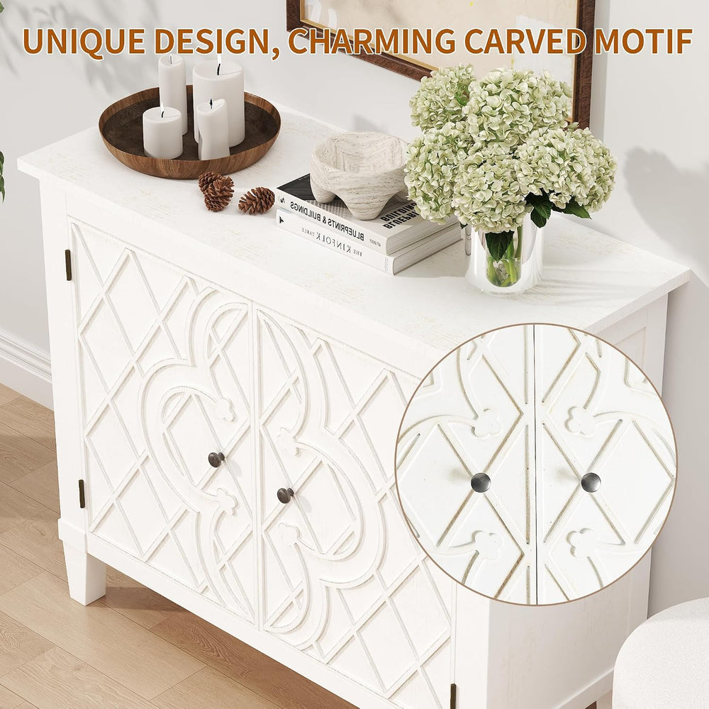 karlott Buffet Cabinet with Storage, Wood Sideboard Accent Cabinet, White