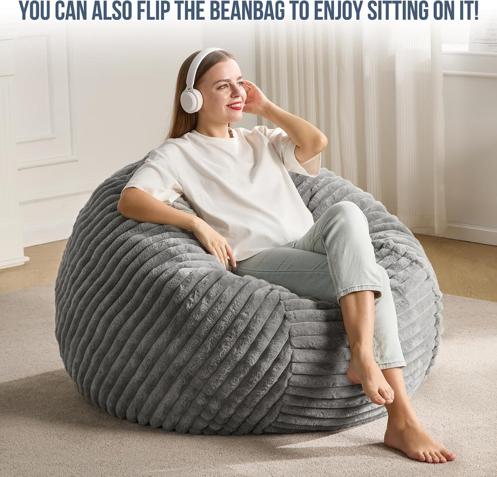Hobestluk Adult Bean Bag Chair Giant Beanbag with Filling Living Room 3FT | G...
